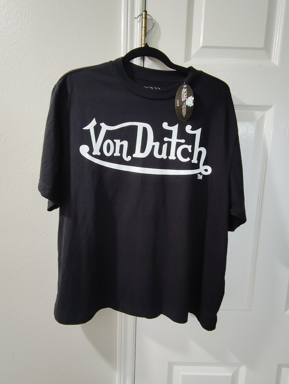 Von Dutch Women's Size Medium Black Short Sleeve Logo Graphic T-shirt